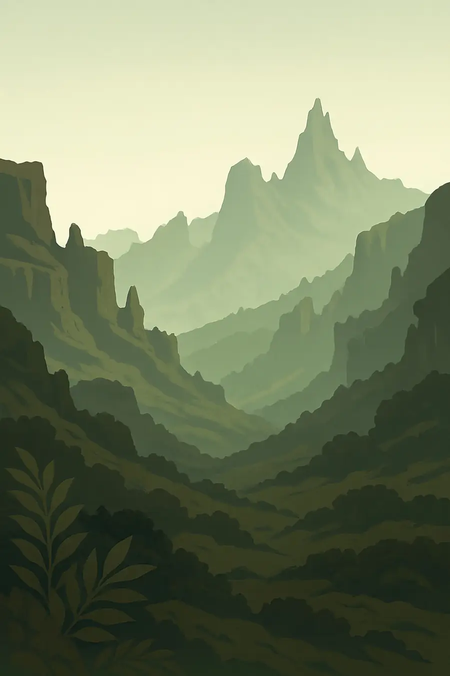 Illustrated landscape plate: Simien Mountains, Africa
