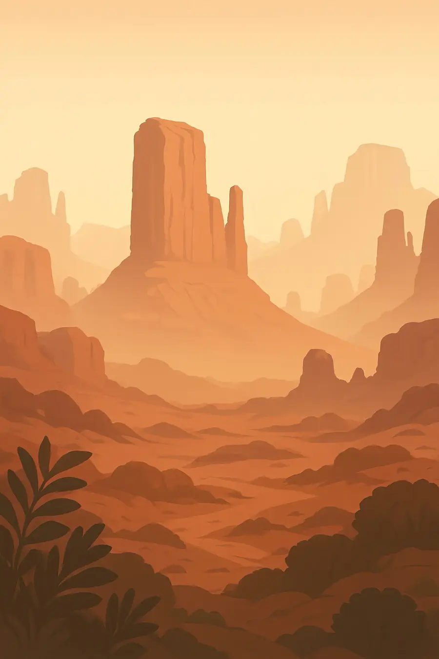 Illustrated landscape plate: Table Mountain, Africa