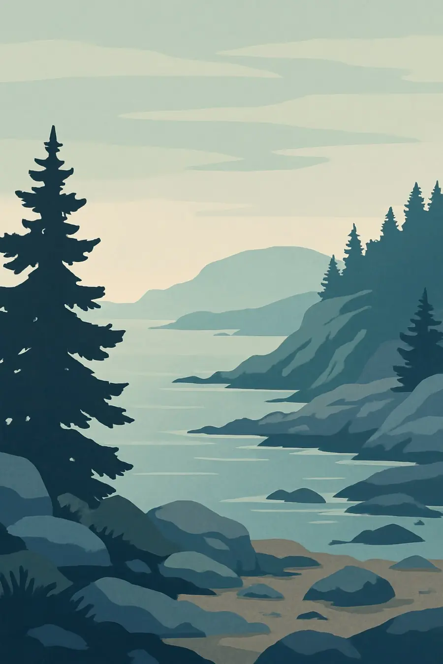 Illustrated landscape plate: Acadia, North America