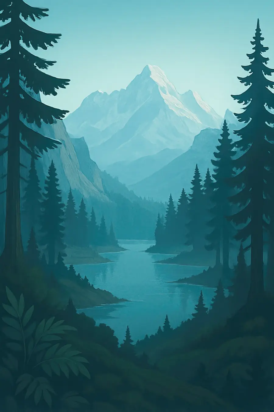 Illustrated landscape plate: Banff, North America