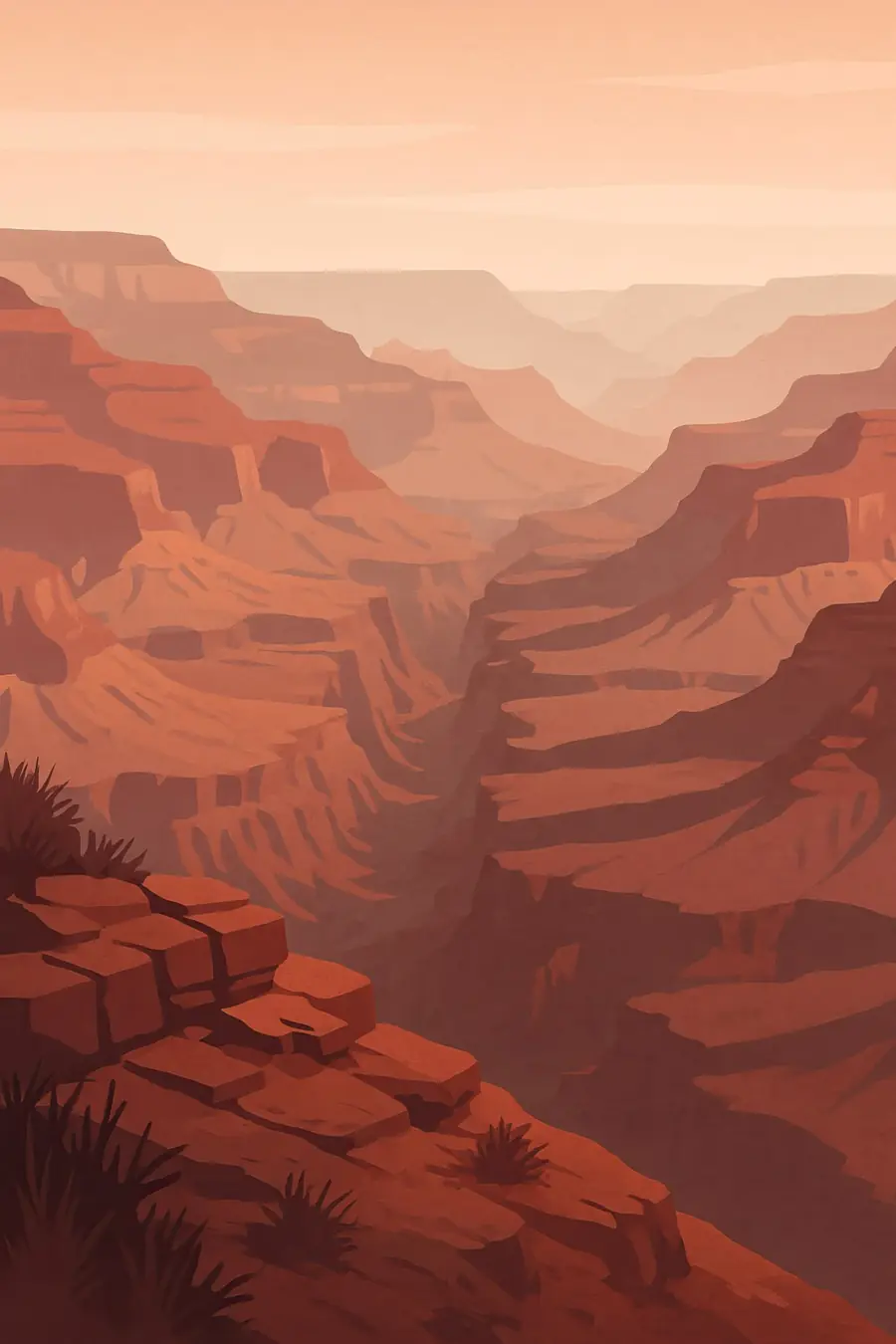 Illustrated landscape plate: Grand Canyon, North America