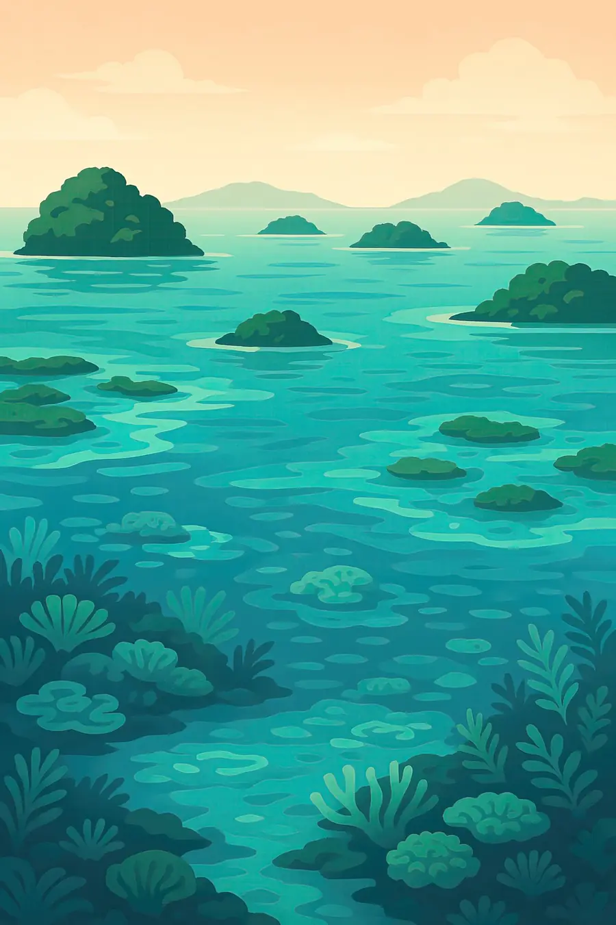 Illustrated landscape plate: Barrier Reef, Oceania