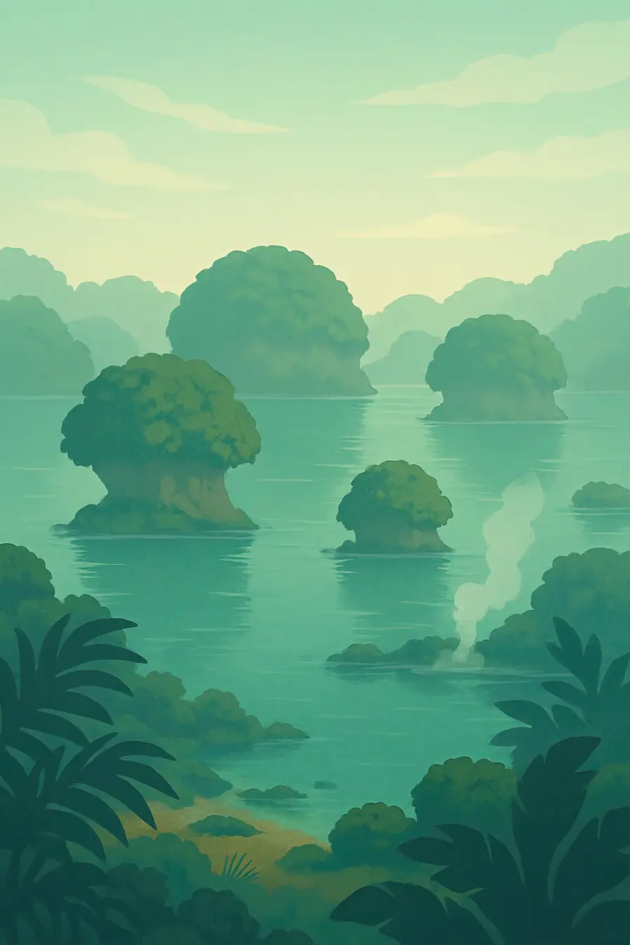 Illustrated landscape plate: Palau Rock, Oceania