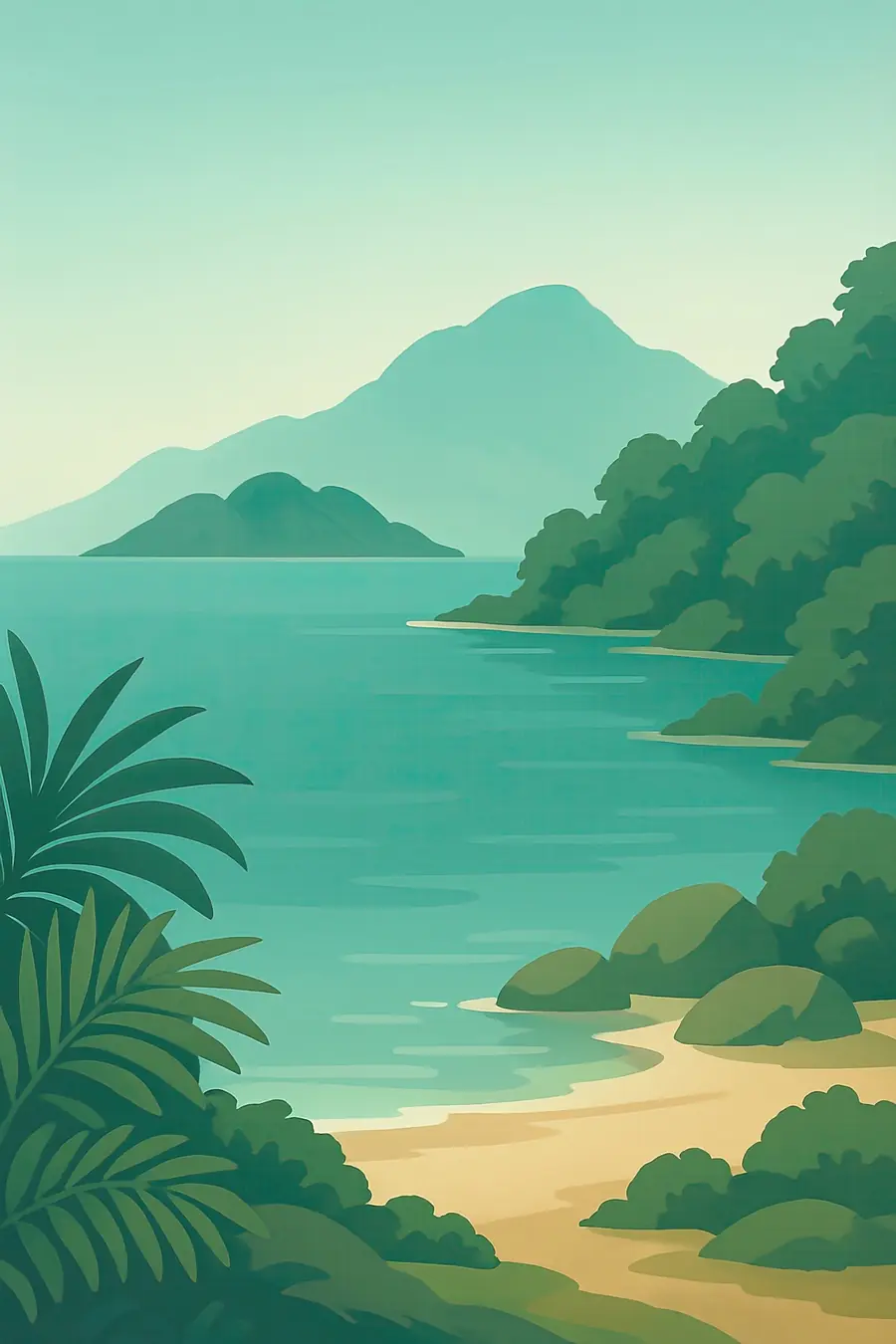 Illustrated landscape plate: Lake Malawi, Africa