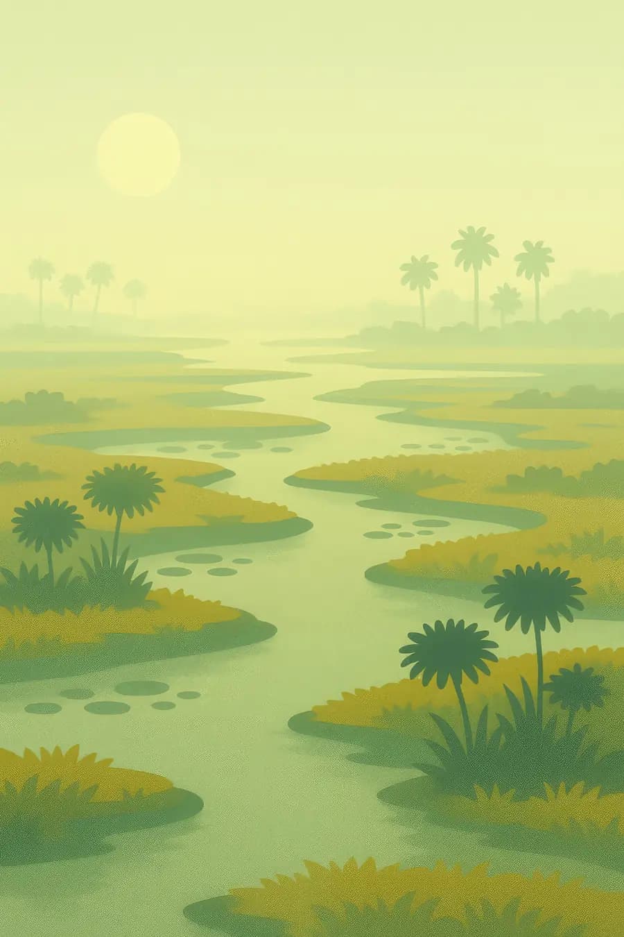 Illustrated landscape plate: Okavango, Africa
