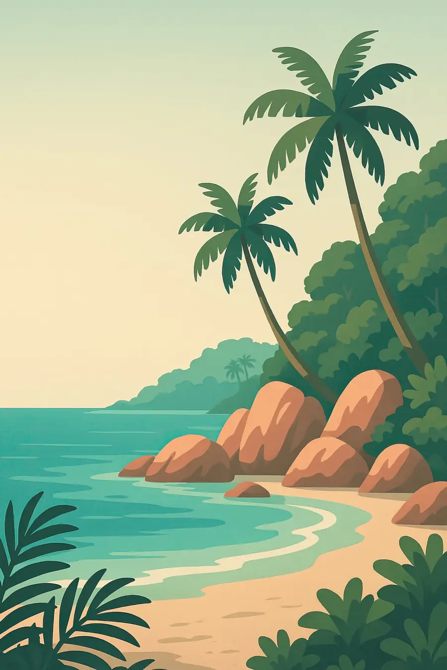 Illustrated landscape plate: Seychelles, Africa