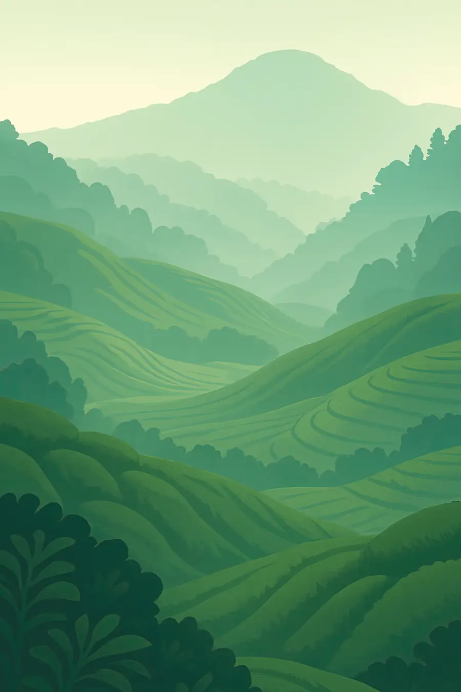 Illustrated landscape plate: Cameron Highlands, Asia