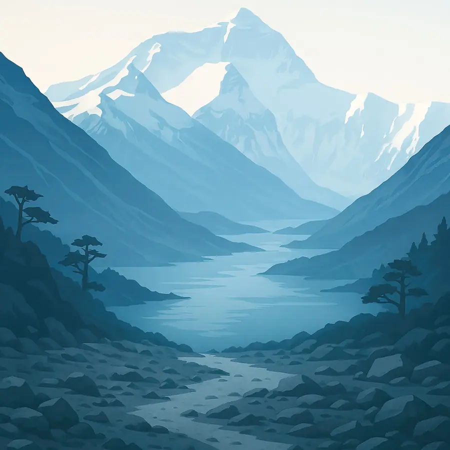Illustrated landscape plate: Everest Base, Asia