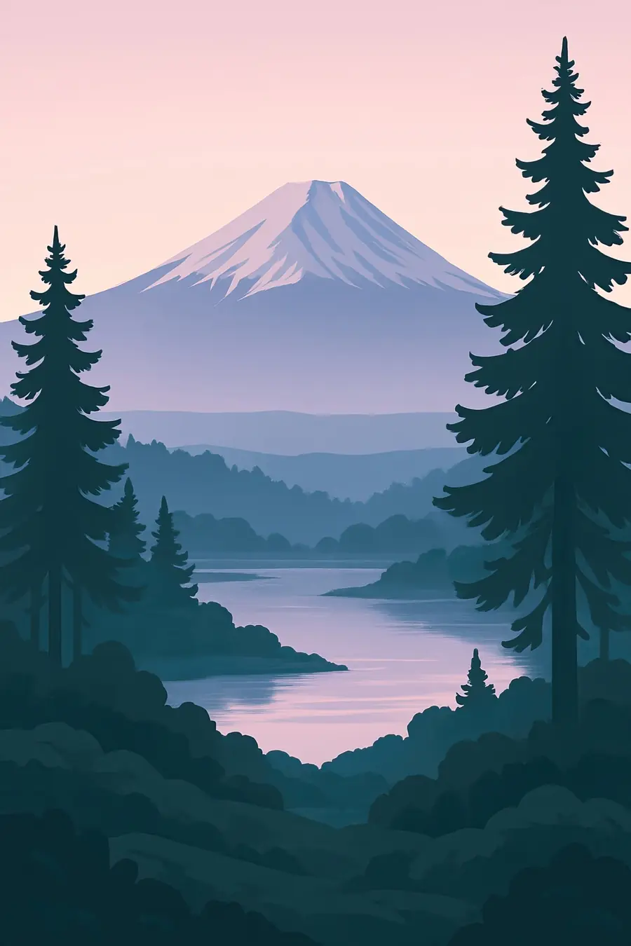 Illustrated landscape plate: Fuji, Asia