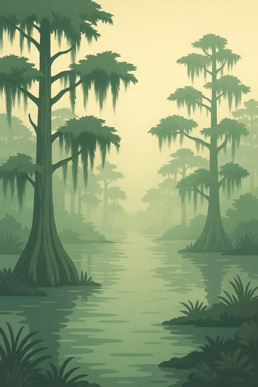 Illustrated landscape plate: Mississippi Delta, North America