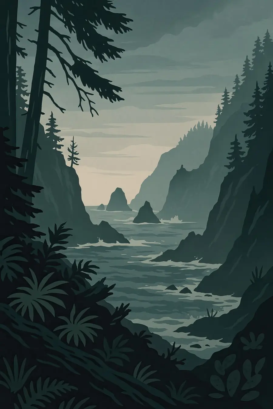 Illustrated landscape plate: Olympic, North America