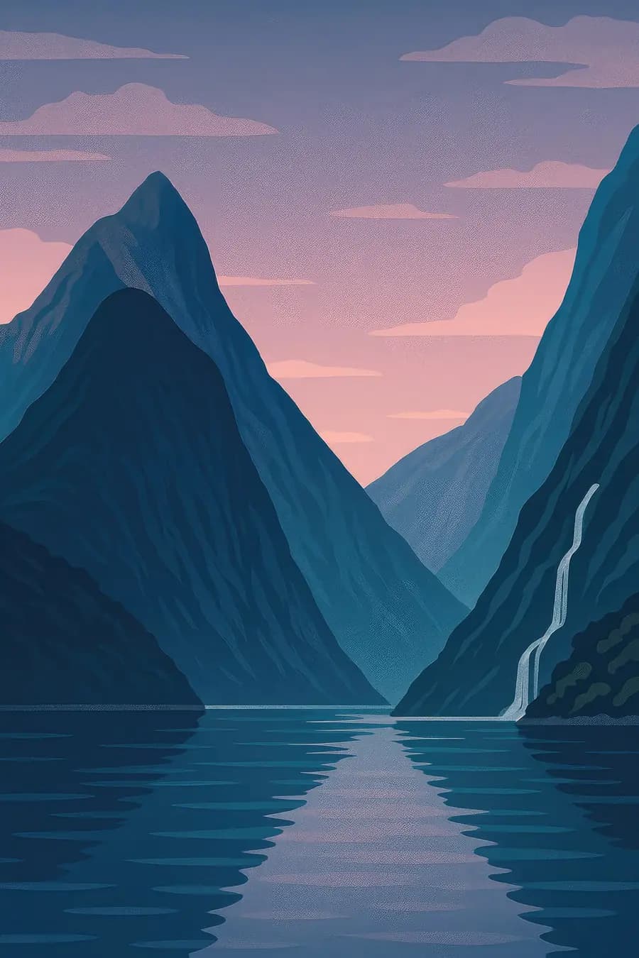 Illustrated landscape plate: New Zealand, Oceania
