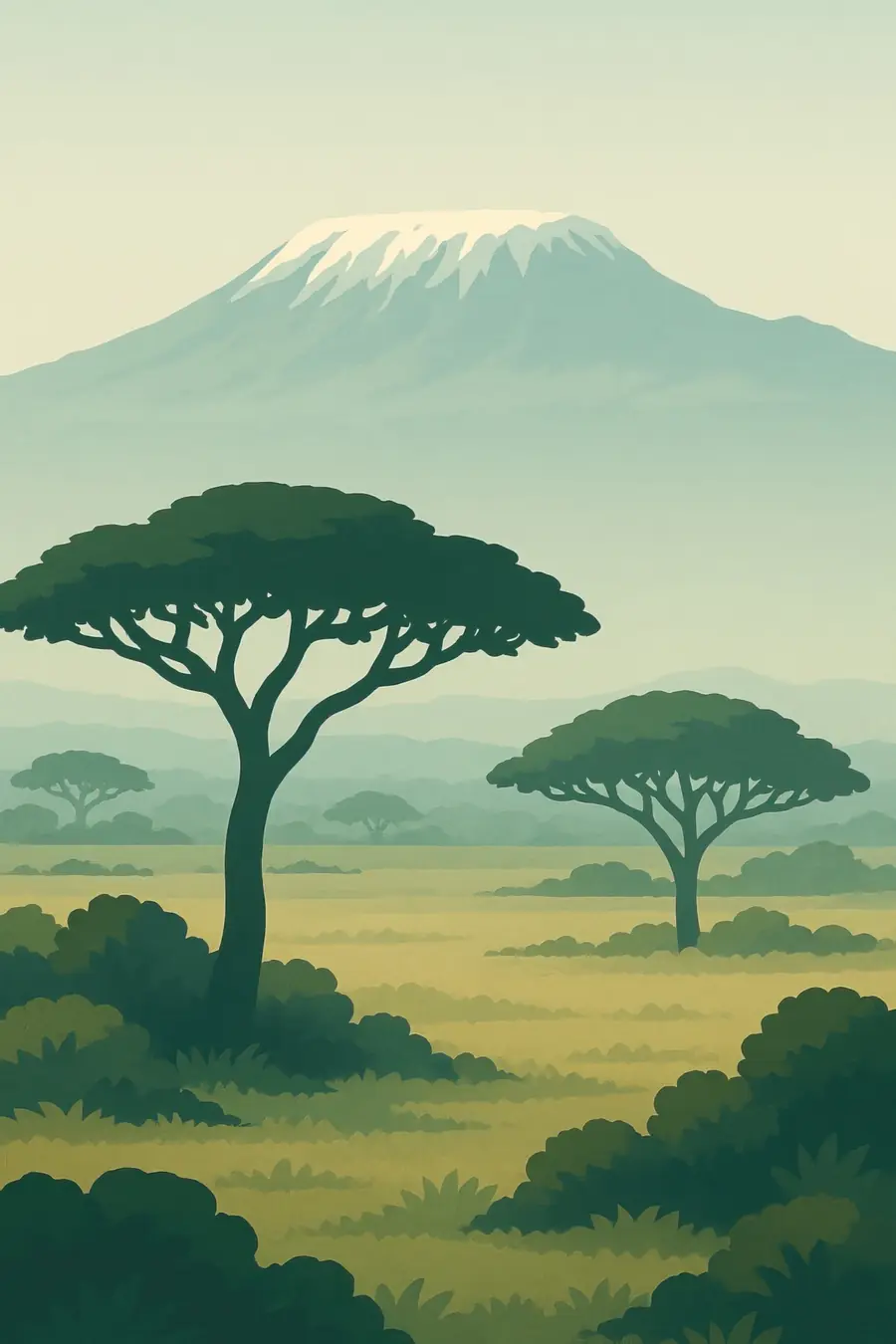 Illustrated landscape plate: Kilimanjaro, Africa