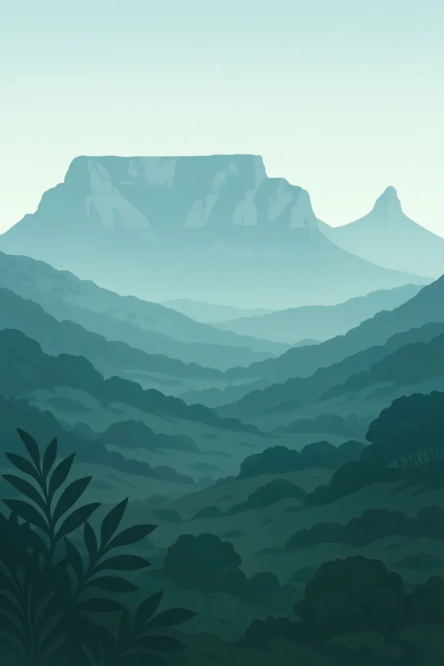 Illustrated landscape plate: Table Mountain, Africa