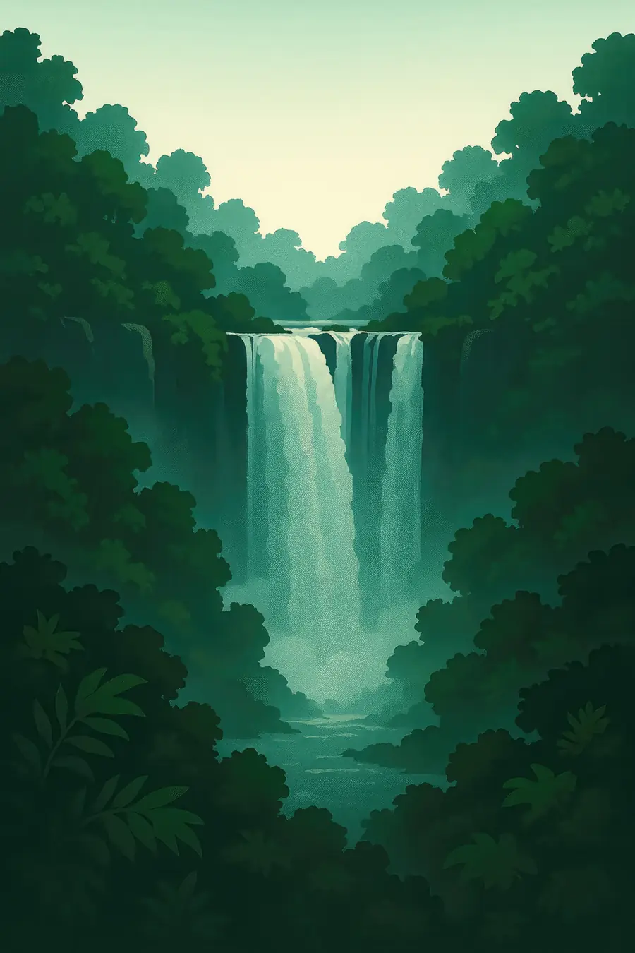 Illustrated landscape plate: Victoria Falls, Africa
