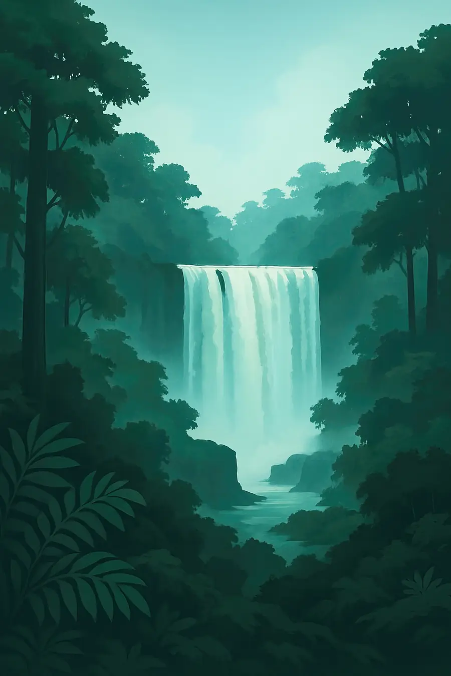 Illustrated landscape plate: Victoria Falls, Africa