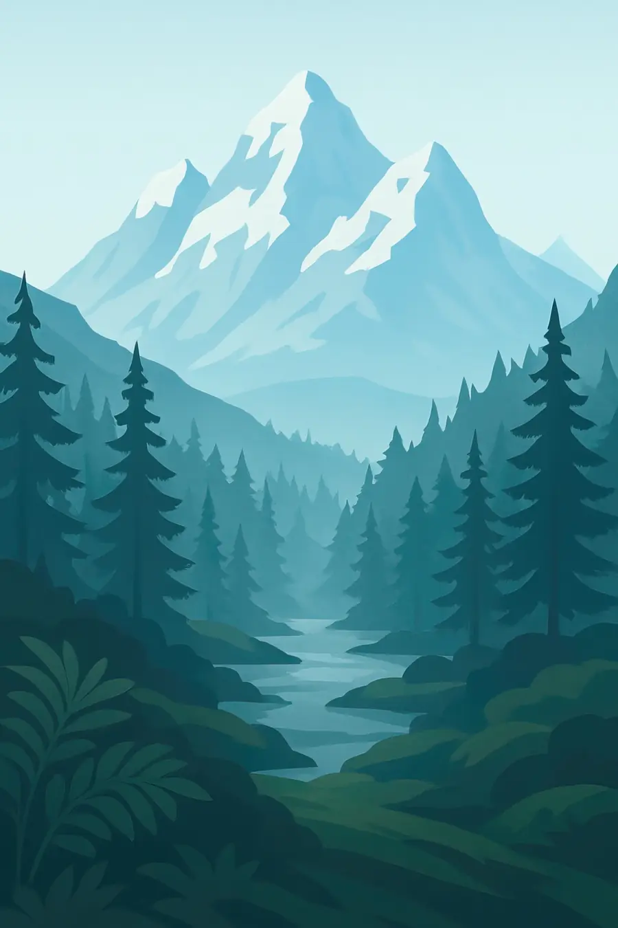 Illustrated landscape plate: Alps, Europe