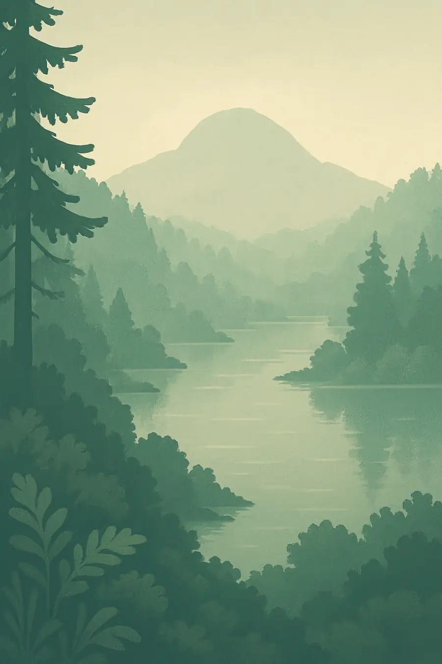 Illustrated landscape plate: Lake Bled, Europe