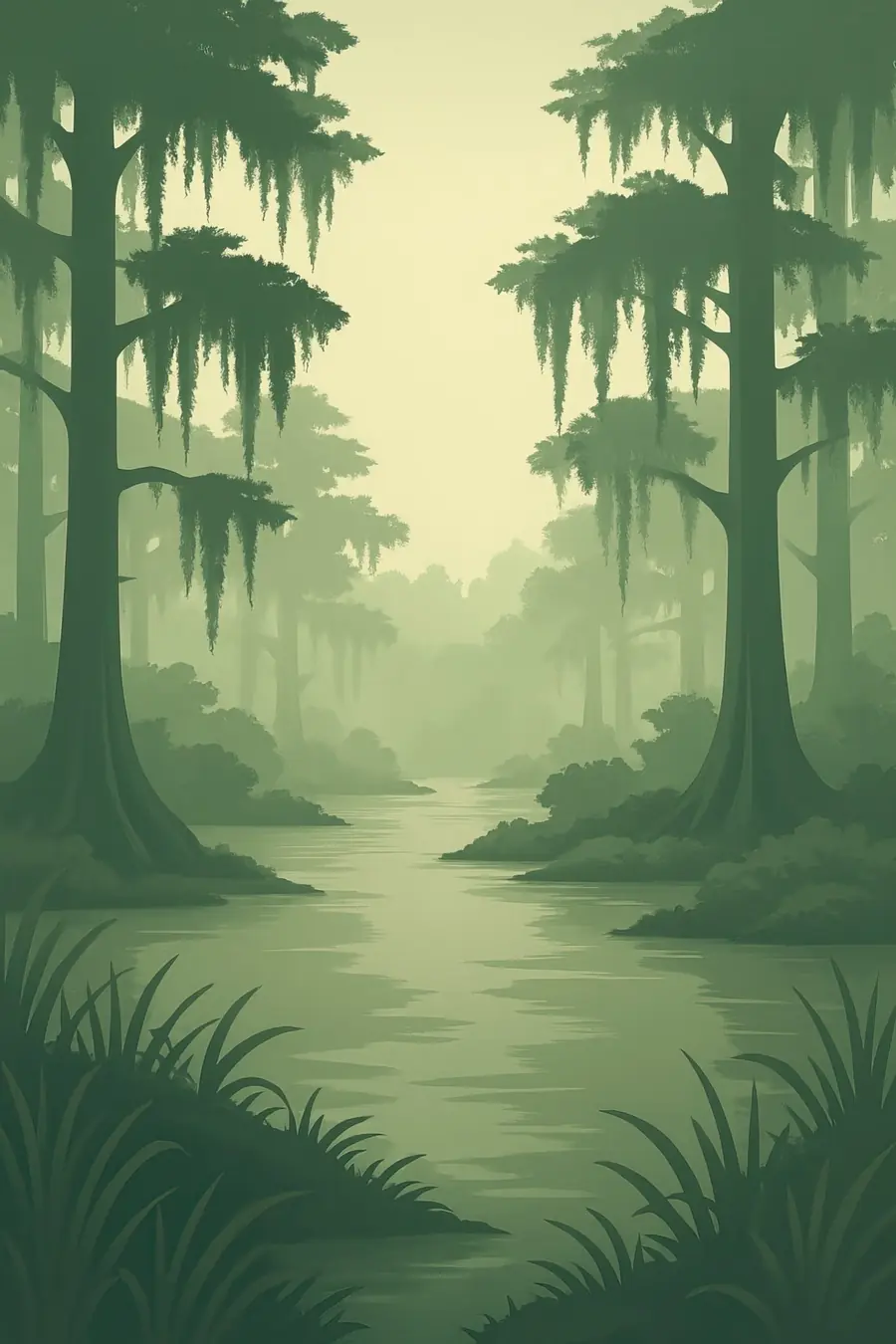 Illustrated landscape plate: Everglades, North America