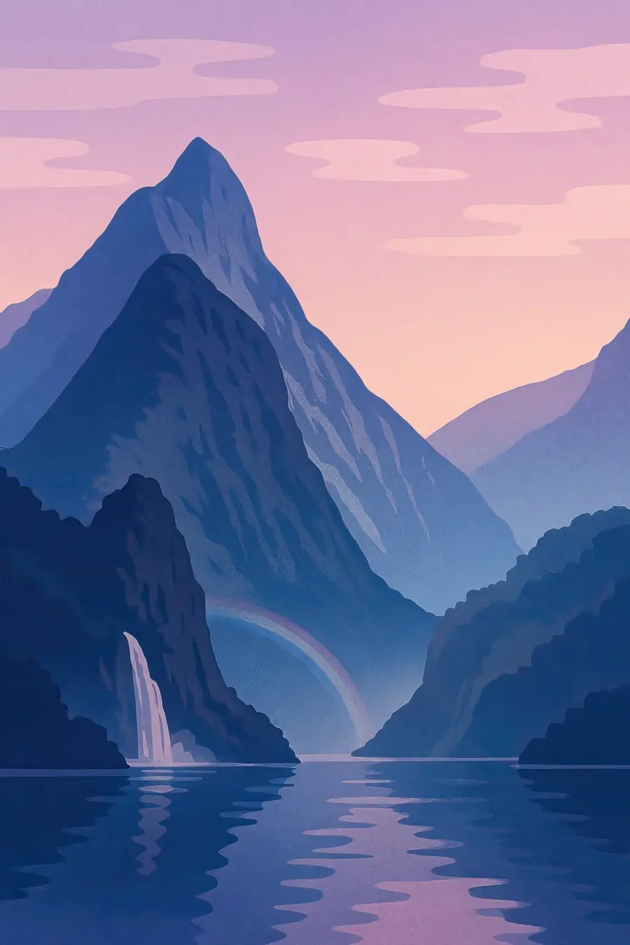 Illustrated landscape plate: New Zealand, Oceania