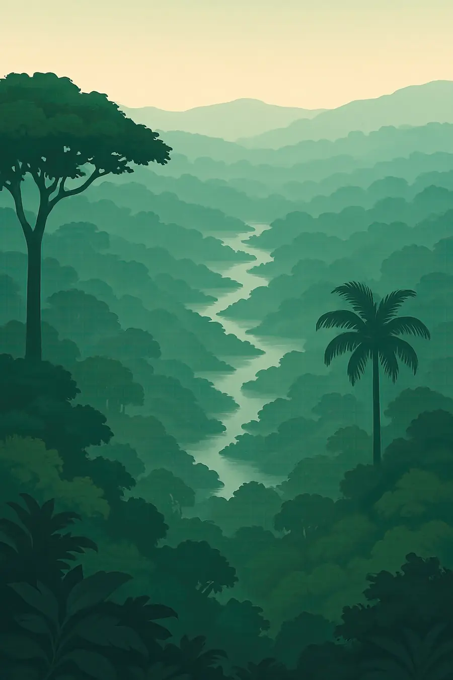 Illustrated landscape plate: Amazonas, South America