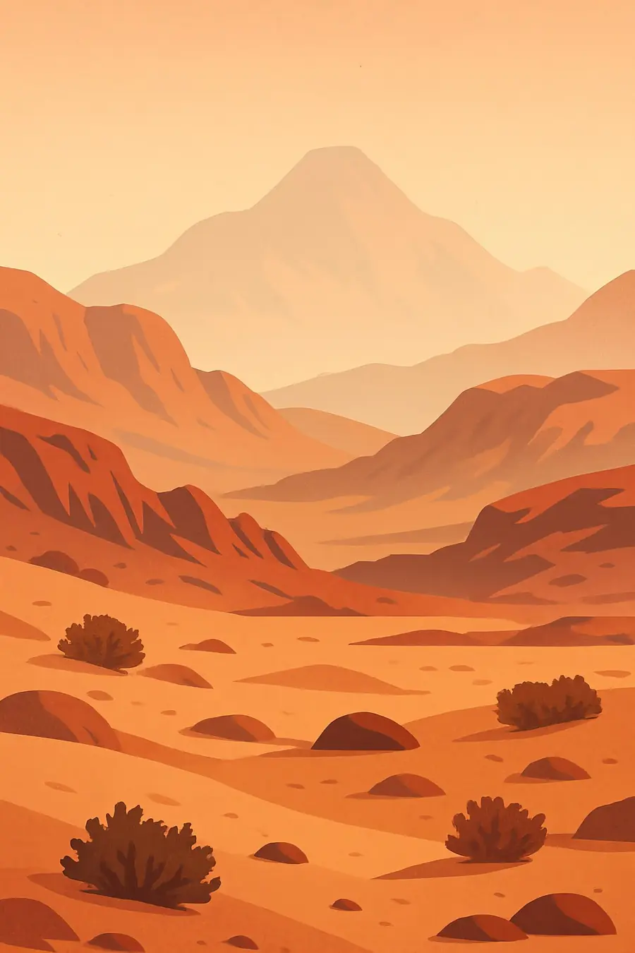Illustrated landscape plate: Atacama Desert, South America