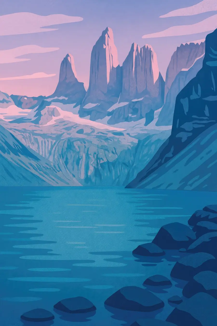 Illustrated landscape plate: Patagonia, South America