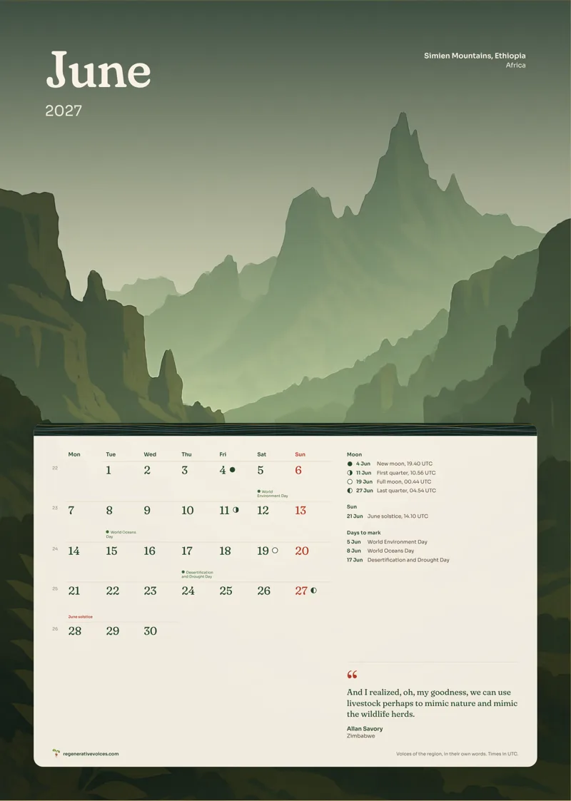 June in the 2027 Africa calendar