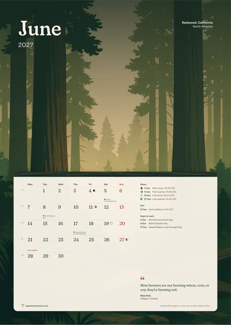 June in the 2027 North America calendar
